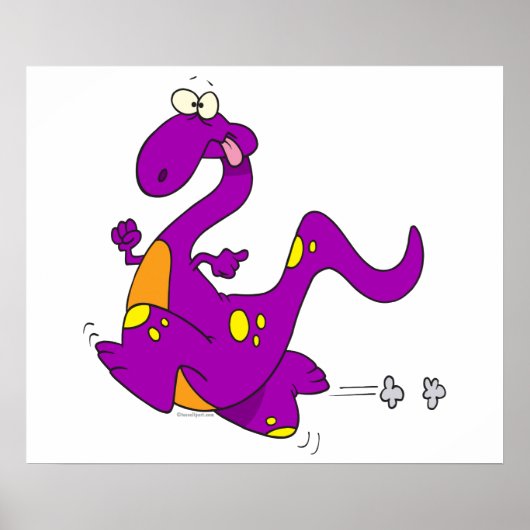 gekke schattige paarse dino dinosauruscartoon poster (Voorkant)