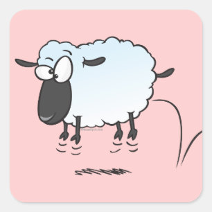 gekke schattige springende lamsschaap cartoon vierkante sticker