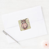 Gekke schattige uil vierkante sticker (Envelop)