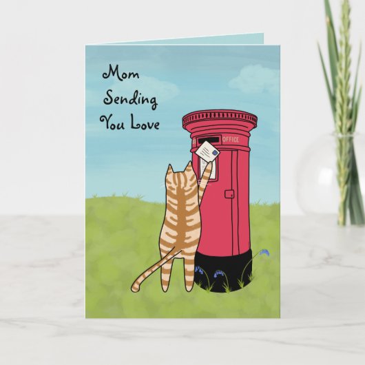 Gekke Schattigee Kat Zend Liefde Moederdag Kaart (Voorkant)