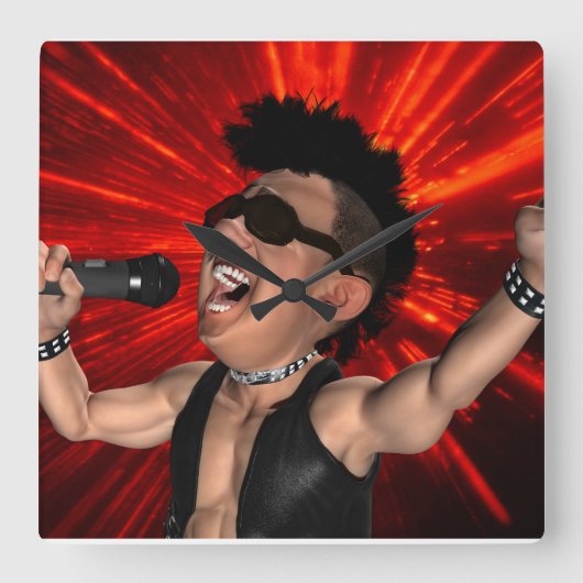 Gekke Screams en Laser Beams Vierkante Wandklok (Voorkant)