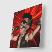 Gekke Screams en Laser Beams Vierkante Wandklok (Hoek)