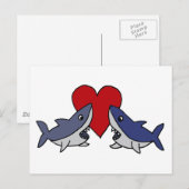 Gekke Sharks in Love Art Briefkaart (Voorkant / Achterkant)