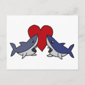 Gekke Sharks in Love Art Briefkaart (Voorkant)