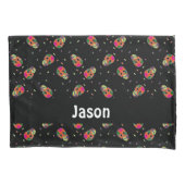 Gekke skulls op zwart kussensloop (Voorkant)