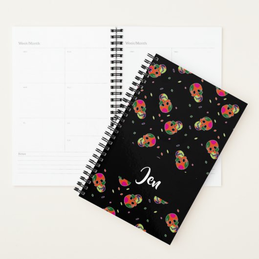 Gekke skulls op zwart planner (Display)