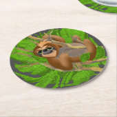 Gekke sleuf in een structuur ronde kartonnen onderzetter (Gebogen)