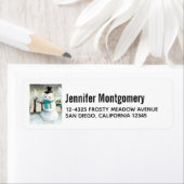 Gekke Sneeuwman in Winter Kerst Scene Etiket (Insitu)