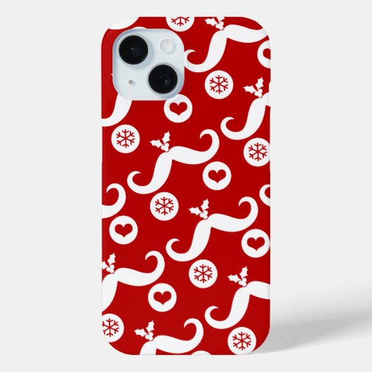 Gekke snor Funny Santa Face Sneeuwvlok Vakantie Case-Mate iPhone Case (Achterkant)