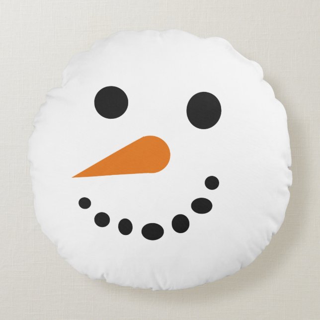 Gekke Snowman Face Holiday Pillow Rond Kussen (Voorkant)
