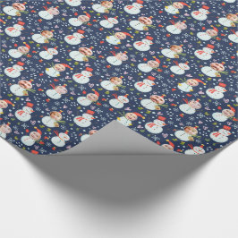 Gekke Snowmen Faces Photo Holiday Wrapping Paper Cadeaupapier