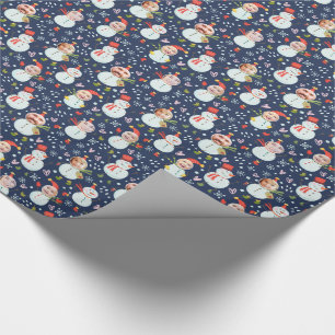 Gekke Snowmen Faces Photo Holiday Wrapping Paper Cadeaupapier