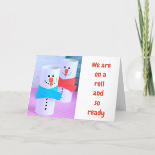 GEKKE SNOWMEN ZEGGEN OP "EEN ROL" IN CHRISTMAS FEESTDAGEN KAART