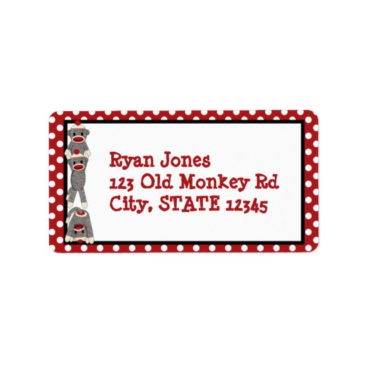 Gekke SOCK MONKEY Birthday Address Label SMR. (Voorkant)