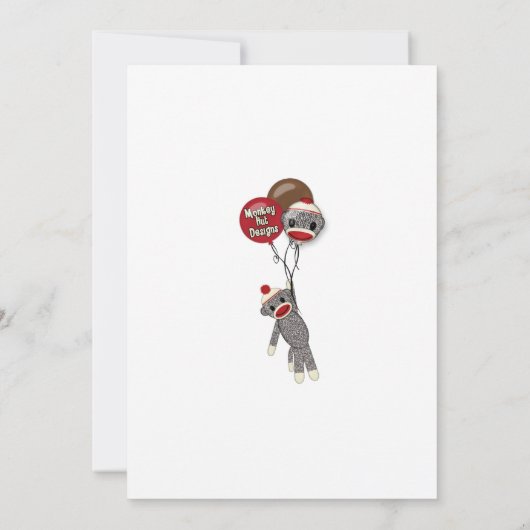 Gekke SOCK MONKEY Birthday Uitnodiging SMR-meisje/ (Achterkant)