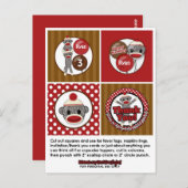 Gekke SOCK MONKEY Verjaardag Cupcake Topper SMR. Briefkaart (Voorkant / Achterkant)