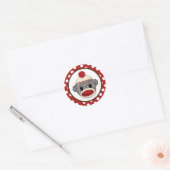 Gekke SOCK MONKEY Verjaardag Ronde sticker SMR #3 (Envelop)