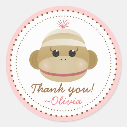 Gekke sok aap meisje gepersonaliseerde gunst Stick Ronde Sticker (Voorkant)