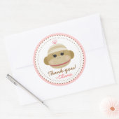 Gekke sok aap meisje gepersonaliseerde gunst Stick Ronde Sticker (Envelop)