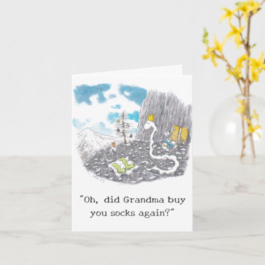 Gekke Sokken Kerst Kaart (Gele Bloem)