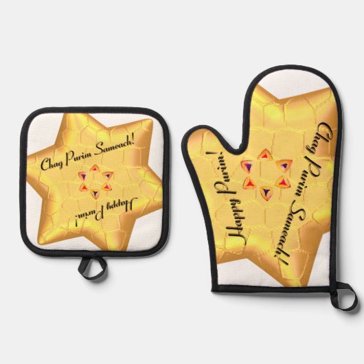 Gekke spectaculaire Purim Ovenwant & Pannenlap Set (Voorkant)