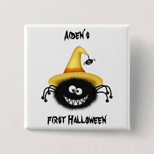 Gekke spinnepen vierkante button 5,1 cm (Voorkant)