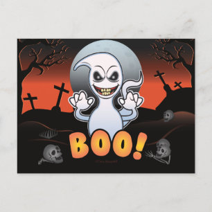 Gekke Spooky Ghost in een kerkhof! Halloween plezi Feestdagenkaart