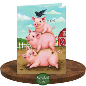 Gekke Stack Of Pigs Barnyard Fun Thinking Of You Kaart