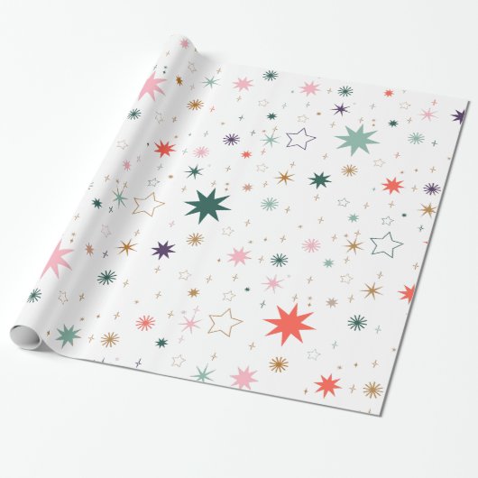 Gekke Starburst en Star Pattern Cadeaupapier (Uitgerold)