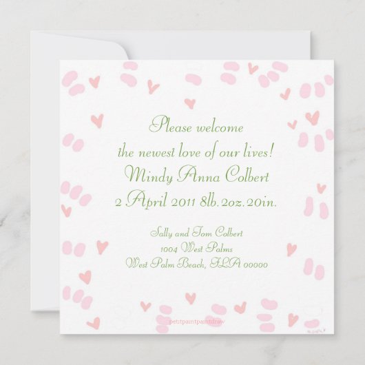 Gekke Stippen geboorteaankondiging (Achterkant)