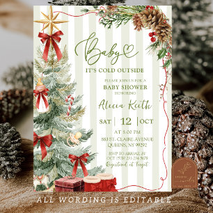 Gekke Strepen Kerst Baby Shower Kaart