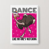 Gekke Struisdanser Feest Accessoires Dier Kunst Button (Voorkant)