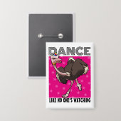 Gekke Struisdanser Feest Accessoires Dier Kunst Button (Voorkant / Achterkant)