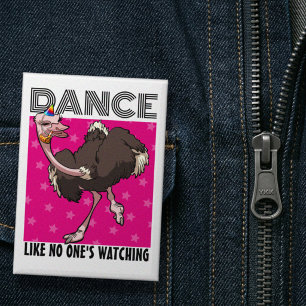 Gekke Struisdanser Feest Accessoires Dier Kunst Button