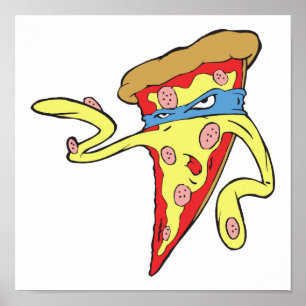 gekke superheld villio pepperoni pizza poster