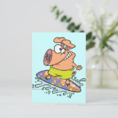 gekke surfer-varkens briefkaart (Staand voorkant)