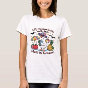 Gekke Teacher Goose Shirt Het T-shirt van de sch