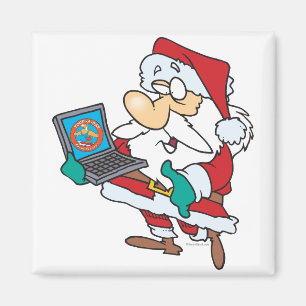 gekke, technisch onderlegde kerstman met een lapto magneet