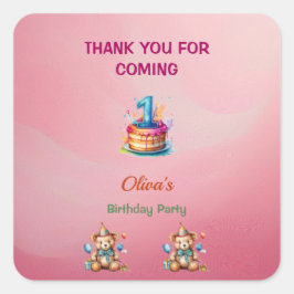 Gekke teddybeer 1e verjaardag Stickers