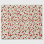 Gekke tekenpatroon voor Santa Claus Cadeaupapier (Vlak)