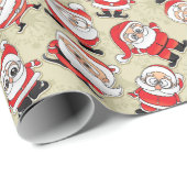 Gekke tekenpatroon voor Santa Claus Cadeaupapier (Rol Hoek)
