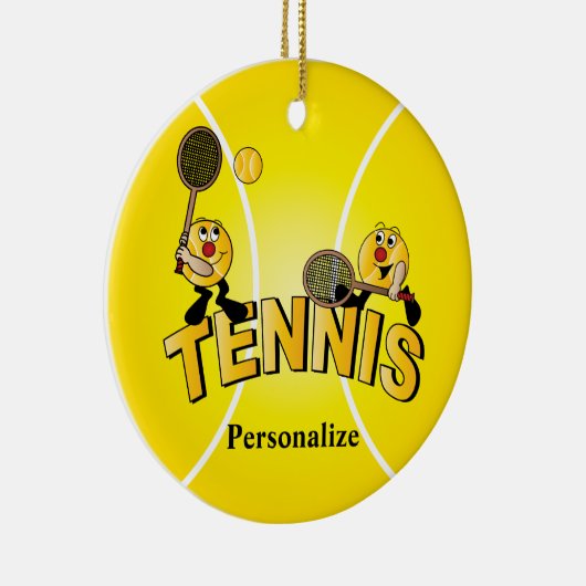 Gekke Tennis Ball-spelers | Personaliseren Keramisch Ornament (Rechts)