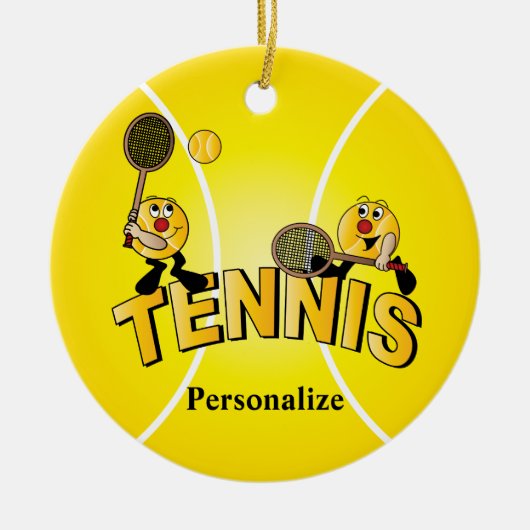 Gekke Tennis Ball-spelers | Personaliseren Keramisch Ornament (Voorkant)
