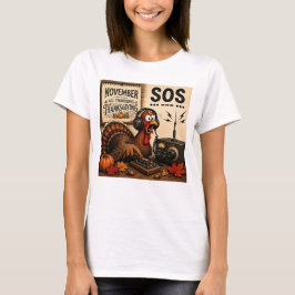 Gekke Thanksgiving Kalkoen SOS Morse Code Ham Radi T-shirt