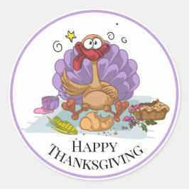 Gekke Thanksgiving Turkije Ronde Sticker