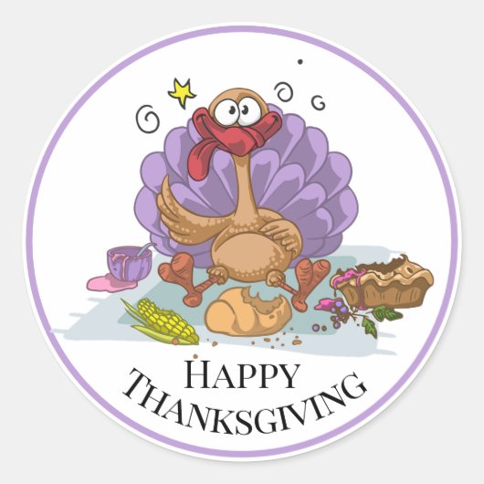 Gekke Thanksgiving Turkije Ronde Sticker (Voorkant)