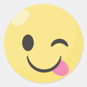 Gekke Tongue Out Emoji Ronde Sticker