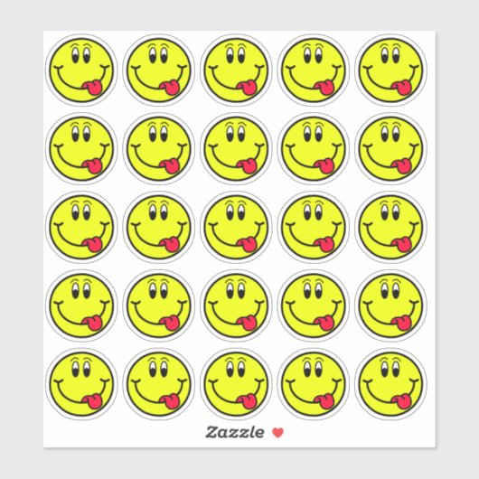 Gekke Tongue Out Lachende Gezicht Emoji Stickers (Vel)