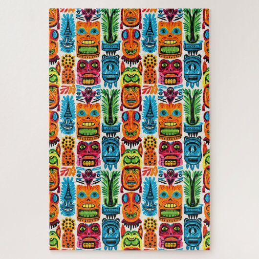 Gekke tropische Tiki maskers Legpuzzel (Verticaal)