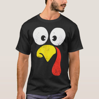 Gekke Turkije Gezicht Familie Thanksgiving Diner M T-shirt